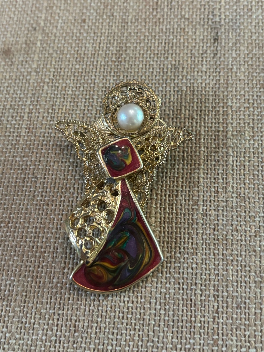 Angel Brooch Colorful Swirls
